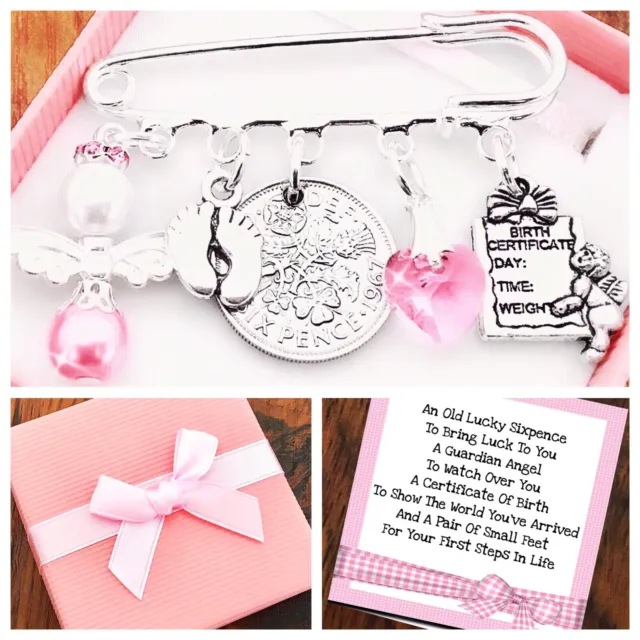 LUCKY SIXPENCE, NEW BABY, Newborn Gift, GIRL/BOY Gift Box & Gift Card