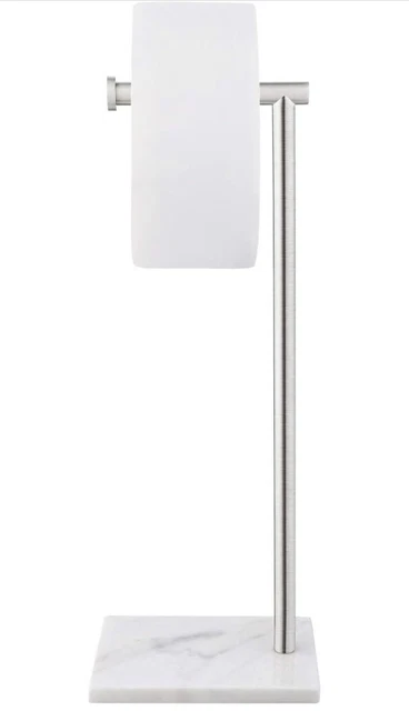Bathroom Toilet Paper Holder Stand with Marble Base Brushed Finish BPH285S1-2