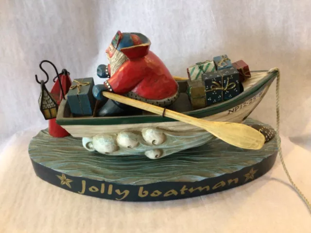 Leo Smith Folk Art Xmas JOLLY BOATMAN Santa Box COA