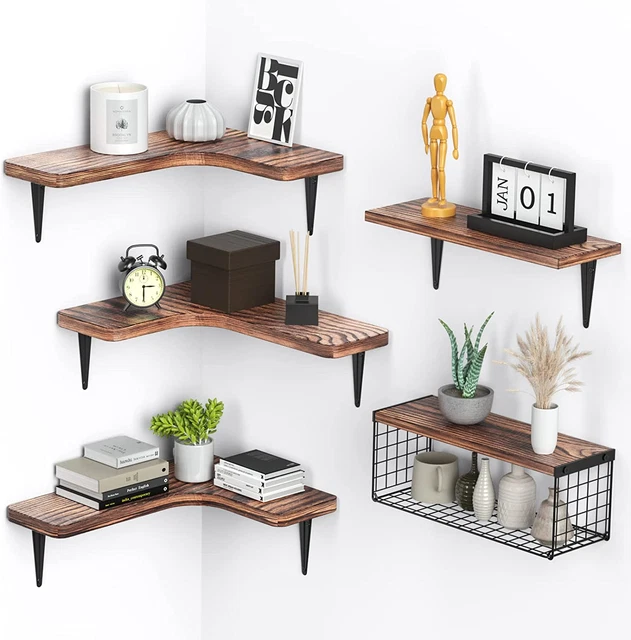 Floating Shelves for Bathroom,Floating Shelves with Wire Storage Basket for Toil