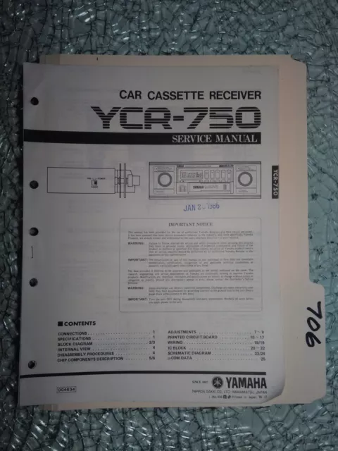 Yamaha ycr-750 service manual original repair book stereo car tape player radio