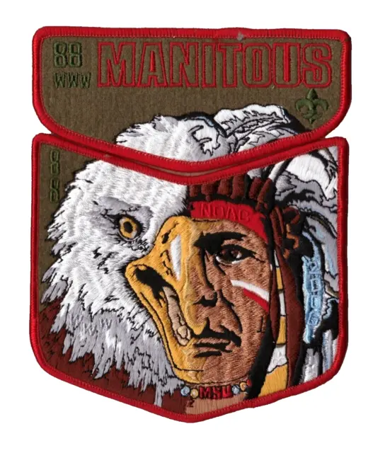 Boy Scout OA Manitous Lodge 88 2006 NOAC Red Border Flap Set