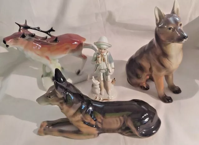 Porzelanfiguren Hengst-Windhund-Schäferhund-Hirsch-Junge mit Hase-raussuchen