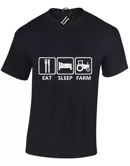 Eat Sleep Farm Mens T Shirt Funny Farming Farmer Clothing Tractor Agriculture
