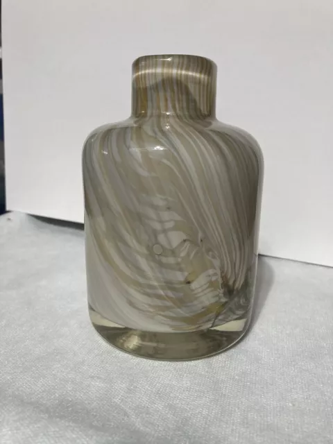 Norway Signed Benny Motzfeldt Vase Plus Studio Art Glass Mid Century "Swirl"
