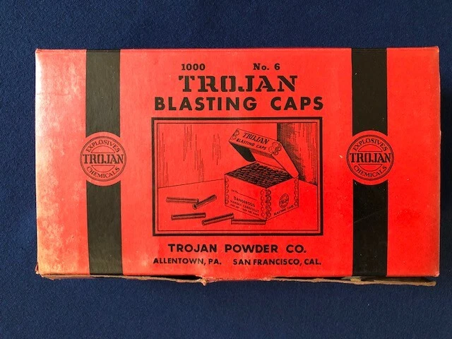 10 1,000 Count No 6 Trojan Blasting Caps Tins in Original Box Allentown PA