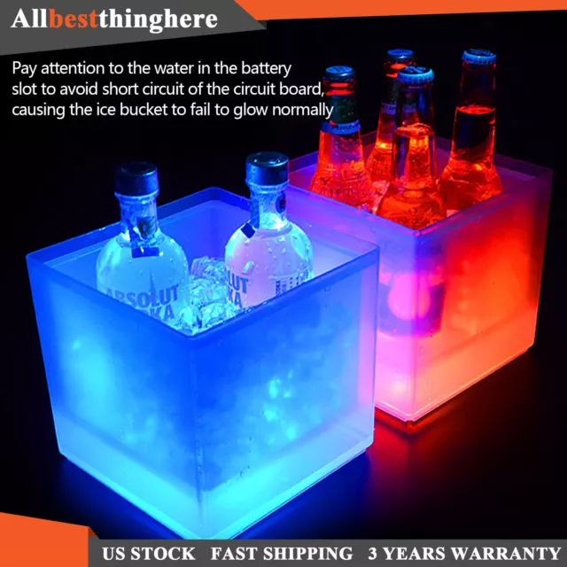 6 Color LED Light Ice Bucket Champagne Wine Drink Beer Ice Cooler Bar Party 3.5L