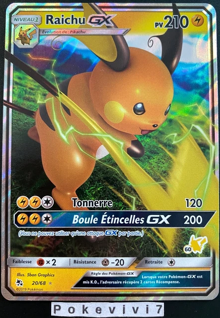 Pokemon Card RAICHU 20/68 GX #60 Deck Raichu Combat Academy FR NEW