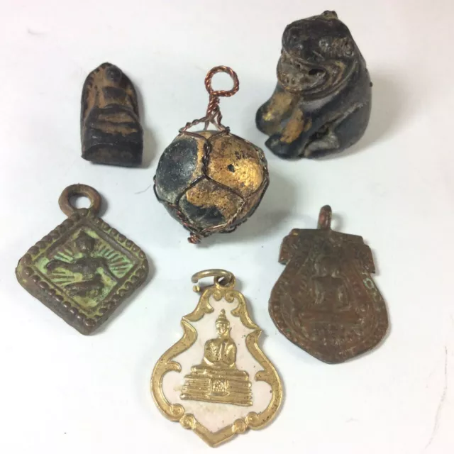 Thai Amulet 6 Pendant Rare Coins Magic Power Lucky Charm Coin Holy Protect d3