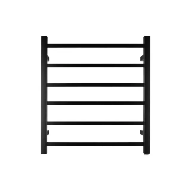 674x620x129mm 6 Bar Heated Electric Square Matte Black Towel Rack Ladder IP55 2