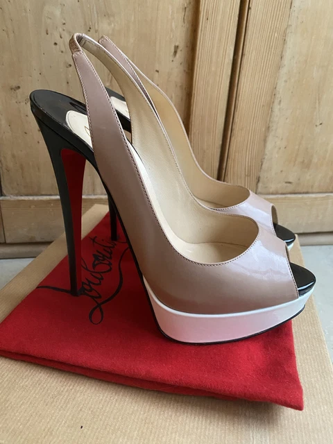 CHRISTIAN LOUBOUTIN SIZE 6 Lady Peep Toe Sling Back Calf Nude