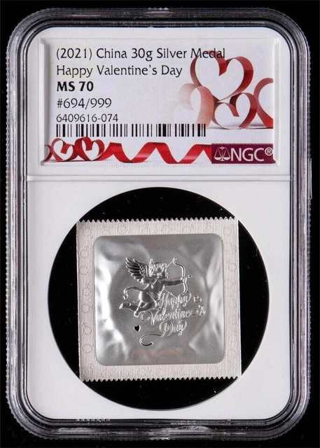 NGC MS70 CHINA 32mm I love you forever medal，Valentine's
