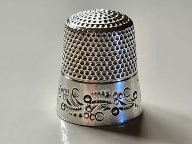 Antique Ketchum & McDougall Sterling Silver Thimble size 10 No holes c1880's EC 3