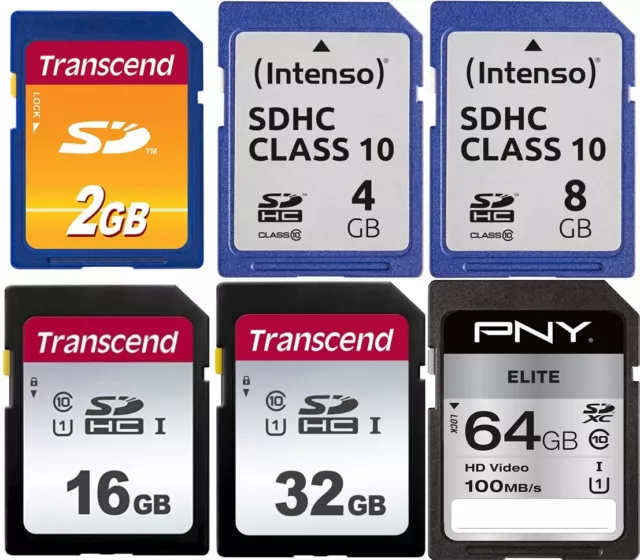 Speicherkarte - verschiedene Hersteller zur Auswahl 2GB bis 64GB SD SDHC SDXC