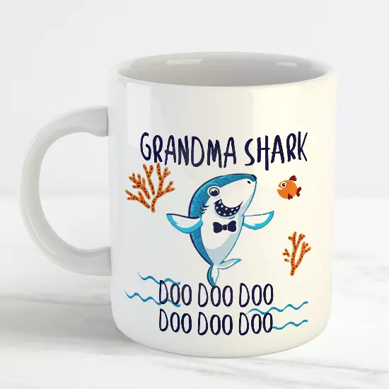 Baby Shark Grandma Doo Doo Doo Ceramic Mug Cup 11oz Funny Gift Shark Family