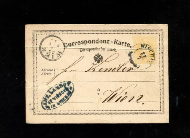 Österreich 1872,  "Wischau"  blauer Zier K2, klar       (#7079)