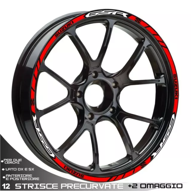 Profili Adesivi Sport Cerchio Ruota Grafica Per Suzuki Gsr 600 750 Bianco Rosso