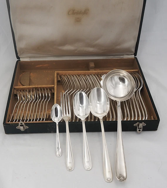 MENAGERE EN METAL CHRISTOFLE MODELE VENDOME COQUILLE 36 PIECES COFFRET H4002 Imgx1200 680
