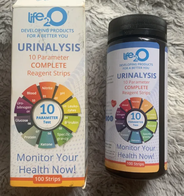 Life 2o Urinalysis 10 Parameter Reagent Urine Strips Test Kit 100 Ea EXP 04 2024