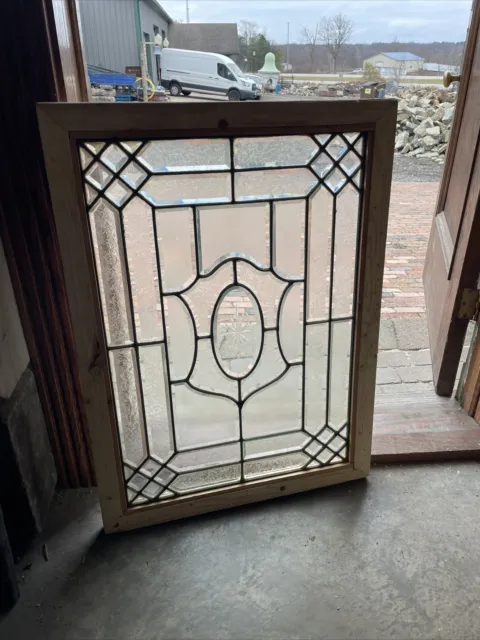 SG 4196 antique all textured beveled glass Landing Window 24.25 x 33.25.
