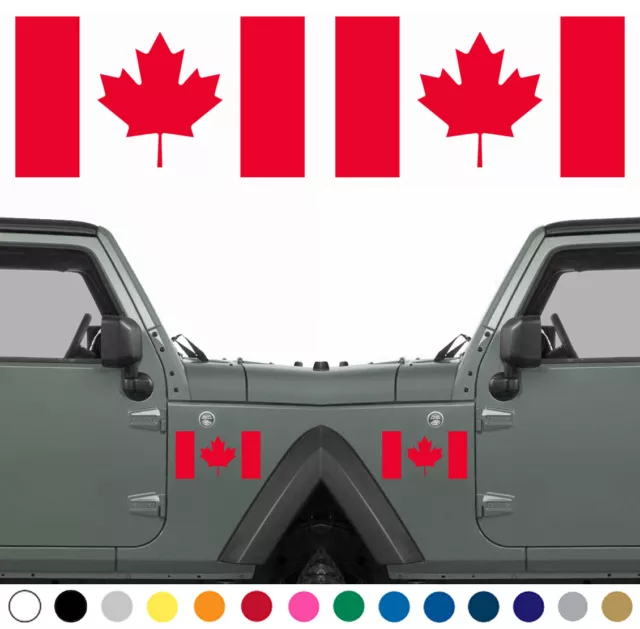 Canadian Flag Decals Vinyl Sticker Set of 2 for LEFT RIGHT Side