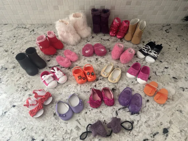 18 inch Doll Shoes Lot Fits American Girl OG My Life Dolls Used/New included 19x