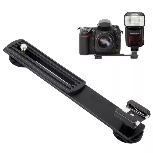 Alu Camera Flash Bracket Hot Cold Shoe Flashgun 1/4" Screw DC Arms Mount Tripod