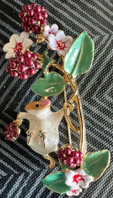 Squirrel Fruits Flowers Brooch Enameled Gold Tone Gifts Pin Party  Jewelry Pins
