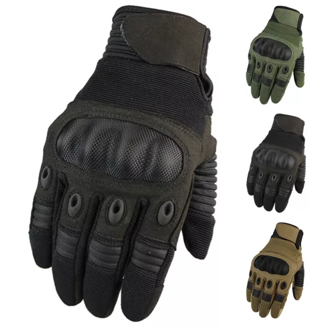 Tactical Full Finger Gloves Mens Army Military Combat Hard Knuckle Touch Screen