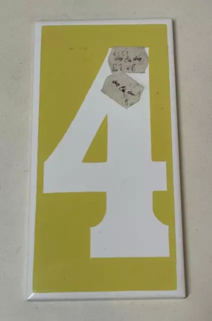 Design Council London 1960s 70s Pottery Number Tile No. 4 - Yellow & White (2)
