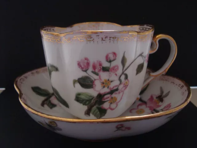 Fine Antique Dresden / Helena Wolfsohn /  Quatrefoil Porcelain Cup And Saucer.