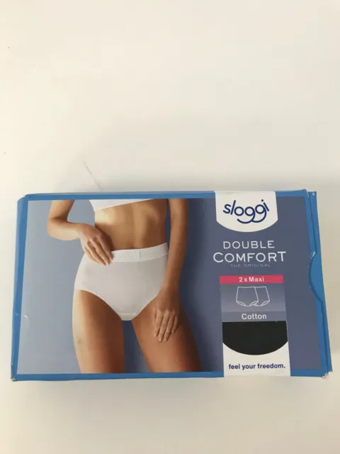 SLOGGI WOMEN'S DOUBLE Comfort Maxi 2p Underwear, Black, uk size 18