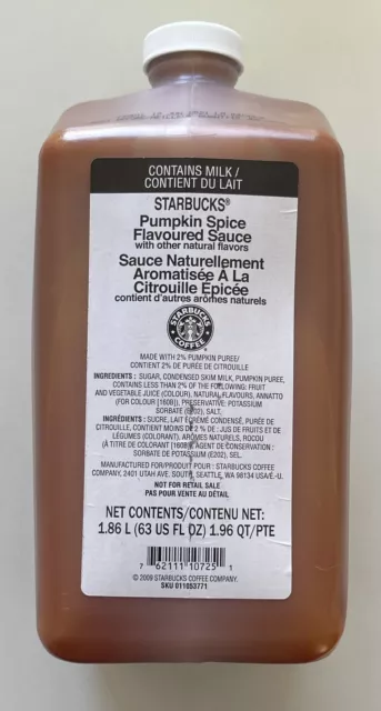 New - Sealed - Starbucks Coffee Pumpkin Spice Syrup - 1.86L Please Read