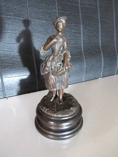 Ancien Miroir Ovale Pivotant Sur Pied - Régule Patiné Bronze - Vintage