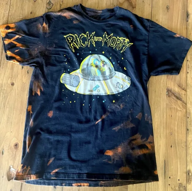 Rick and Morty Short sleeve dark blue reverse tie dye t-shirt mens size large