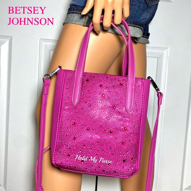 Betsey Johnson Embellished Berry Pink Rhinestone Crossbody Bag NWT