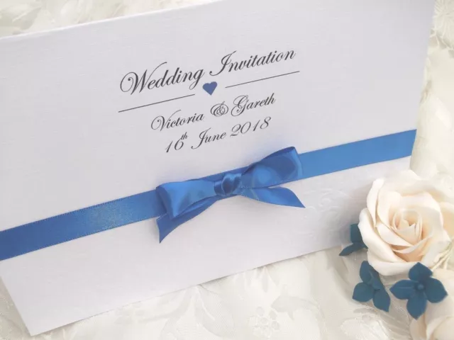 10 Wedding or Evening Invitations HANDMADE Embossed & Personalised A5 Any Colour