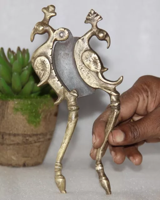 Old Brass Fine Quality Engraved Peacock Shape Betel Nut Cutter / Sarota 13170-30