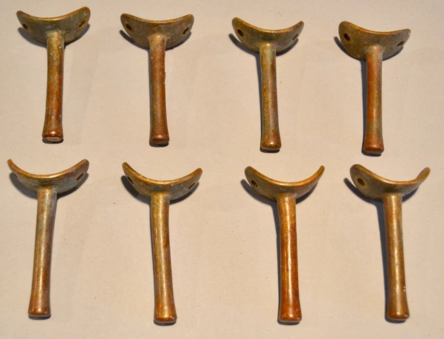 8 Architectural Old Brass School House Hooks! Antique Brass Pole Coat Hat Hooks