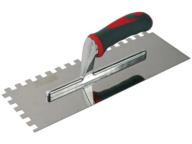 Faithfull Entaillé Truelle Dentelé 10mm Acier Inoxydable Poignée Souple 13 x 4