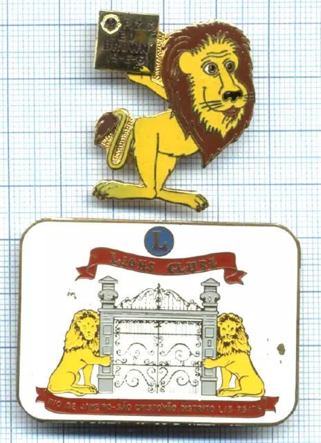 NO pin's / 2 Badges Lions club / P.Z.C. Ed Brown 19-E-6 RIO DE JANEIRO L/3 75/76