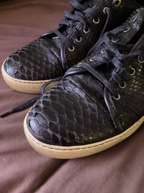 Lanvin Men's Python Sneakers Size 10 Black Reptile Lace Up Snakeskin 3