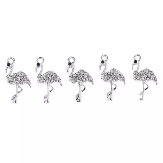 5 Stück Legierung Kristall Flamingo Anhänger DIY Schmuck machen Charme