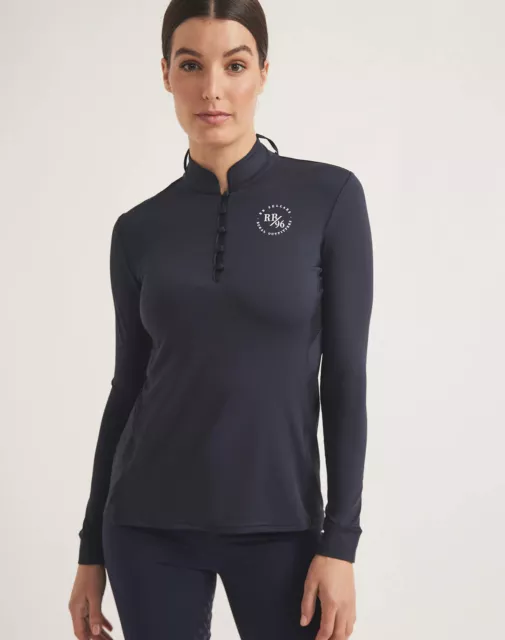 Sarina Half Button Base Layer Top  - Navy