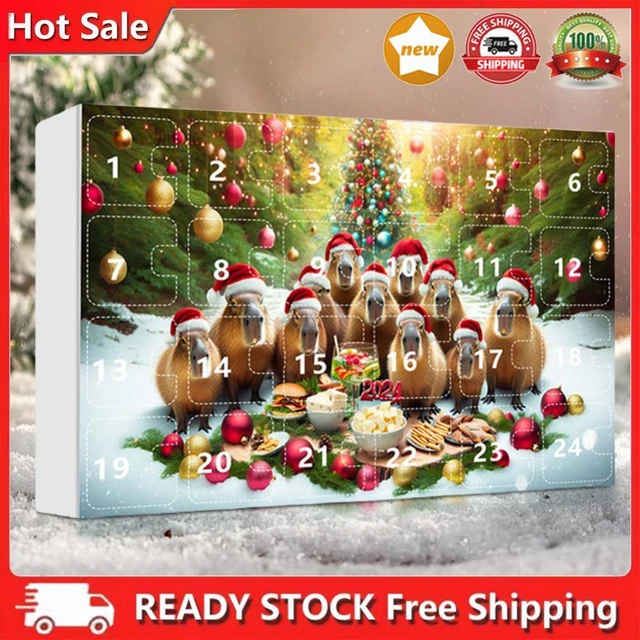 Calendario De Adviento De Navidad Con Capibara Kit De Calendario De Adviento De Navidad Con Cuenta Regresiva Colgante De Arbol De Capibara Colgantes De Capibara Acrilicos 2d