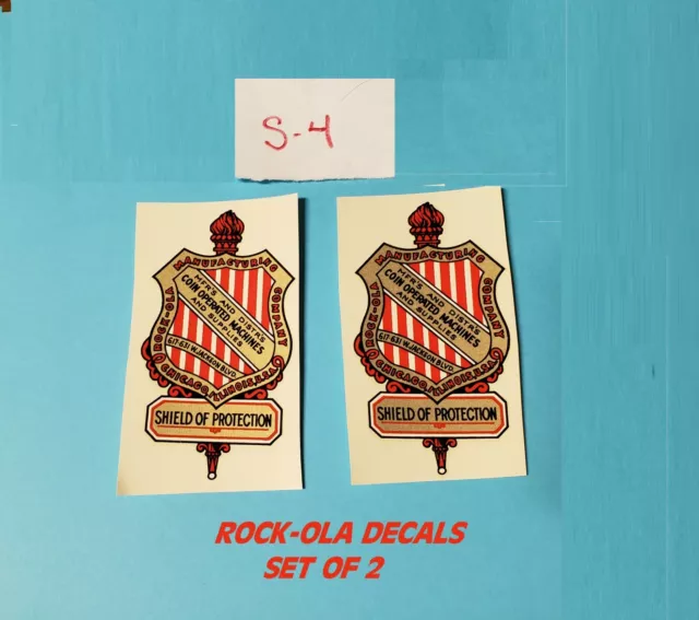 (2) Rock-Ola Antique Slot Machine Decals Set Of 2 Rockola Decal #S-4