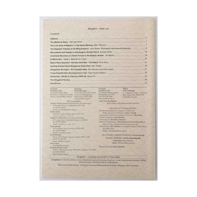 SOCIETY OF SLINGSHOT 245 "The Medieval Swiss Lost Gold of Babylon Ele