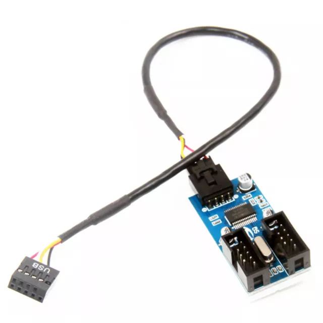 Motherboard 9Pin USB Header Male to 2 Female Splitter Adapter Extension Cable  ^