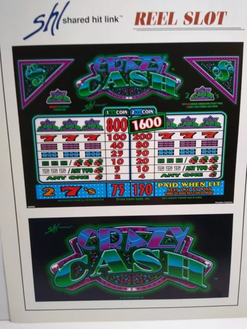 Sigma Slot Machine FLYER Crazy Cash Video Casino Vintage Gaming Sheet 1994