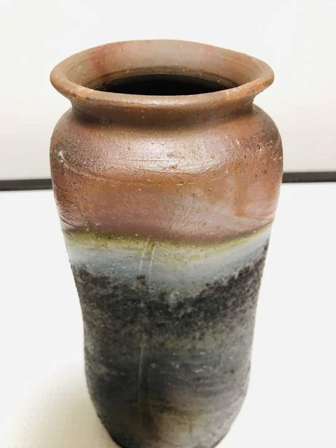 Bizen ware tube Vase 9 inch Japanese traditional craft Pottery Tea ceremony